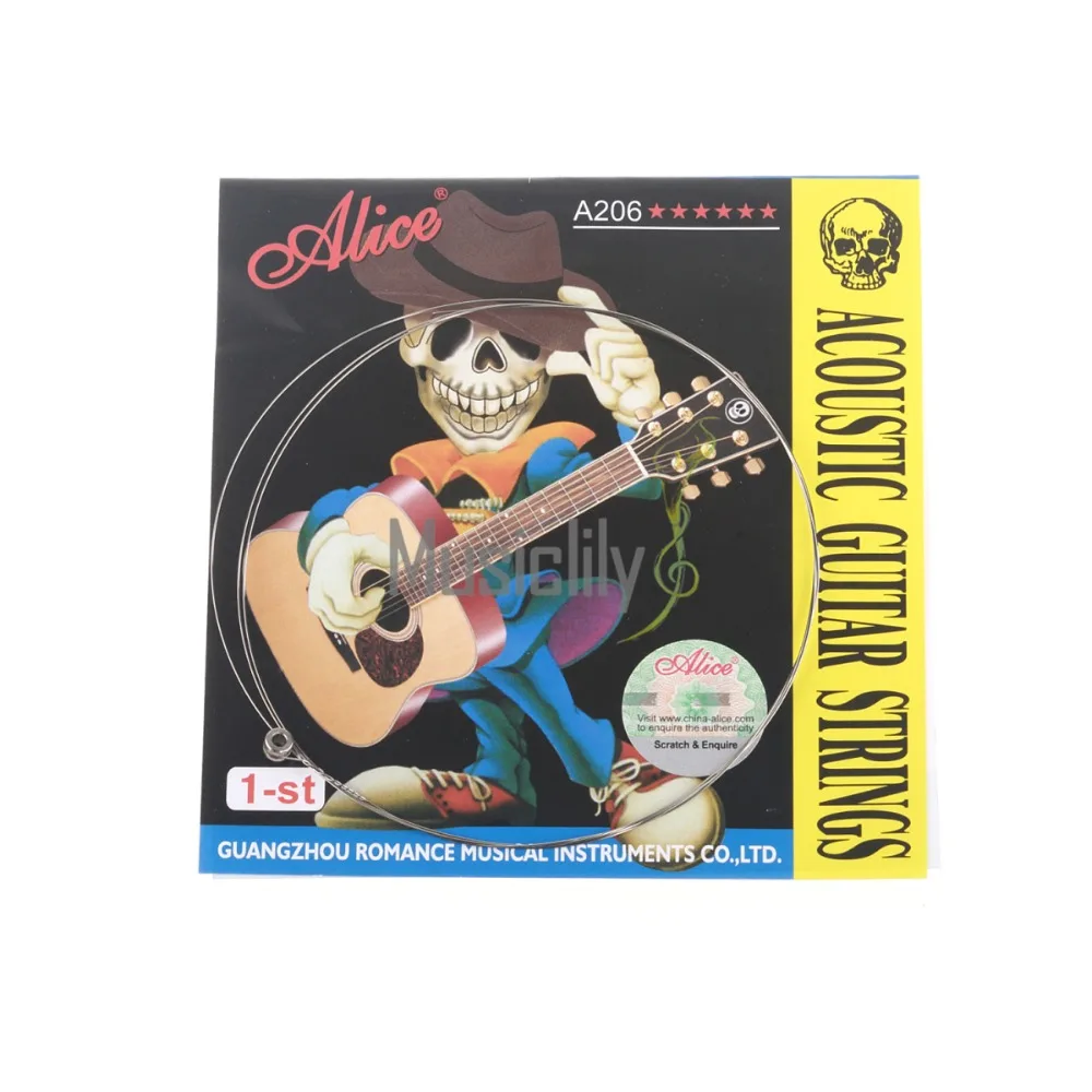 

5Pcs Alice A206-L-1 Stainless Steel Folk Acoustic Guitar 1st E String Light .012 inch