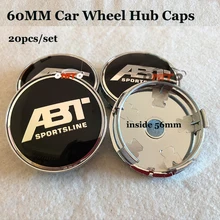 ABT preto Logotipo Do Carro do emblema do emblema 60mm centro do cubo da Roda Do Carro DO PVC tampas para vw Passat B6 B7 CC Golf Jetta MK5 MK6 Tiguan 20 pçs/set