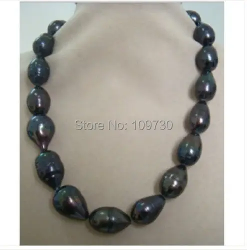 

Jewelr 003668 huge natural tahitian AAA+17mm black bizarre pearl necklace
