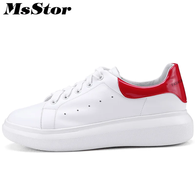 

MsStor Round Toe Mixed Colors Women Flats Casual Fashion Cross Tied Ladies White Flat Shoes 2018 Spring Women Flats Brand Shoes