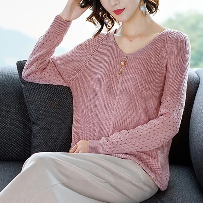 

Women Striped Sweaters and Pullovers 2019 Fall Fashion Female New Arrival Knitted Pullover Tops Loose Elegant Cotton Pull Jumper