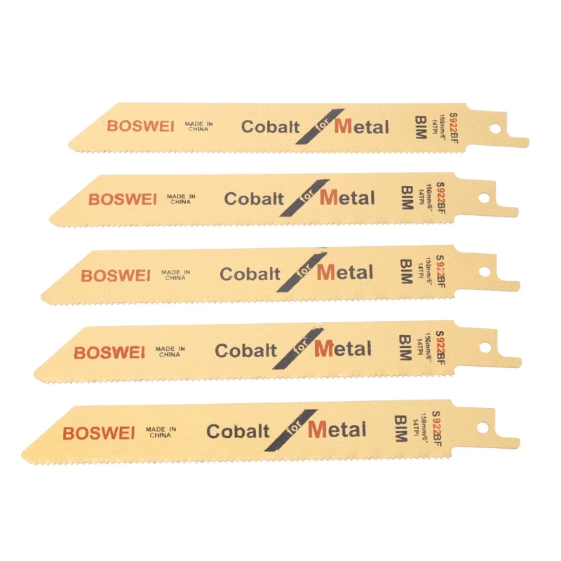 

5 Pc 152mm Golden BIM Reciprocating Cut Saw Blade S922BF For Metal Wood Cutting