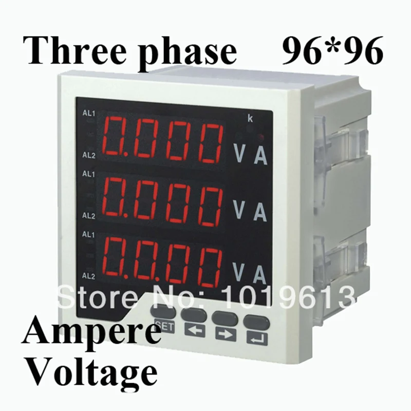 Трехфазный цифровой вольтметр Амперметр Цифровой Амперметр Панель метр 96*96 Светодиодный дисплей комбинированный измеритель