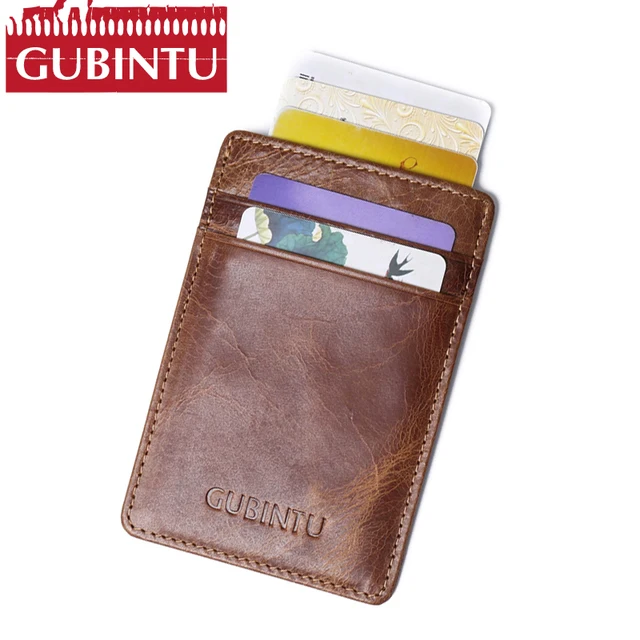 Gubintu Genuine Leather Business Card Holder Slim Rfid Wallet Thin