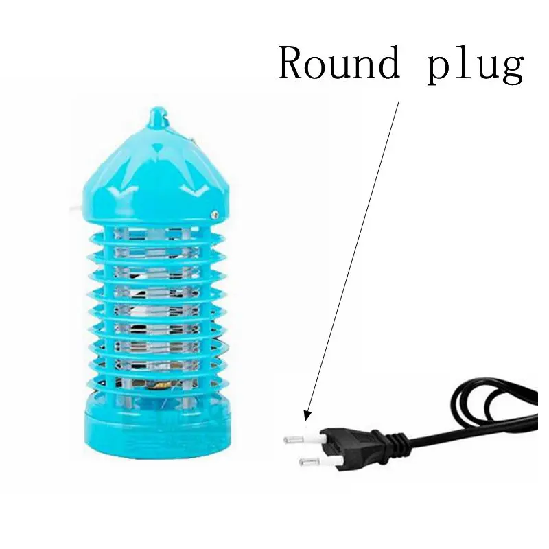 blue Round plug Противомоскитная лампа без радиации Противомоскитный репеллент электронный комарный ловушка уничтожитель круглый и плоский штекер светодиодный Электрический жучок лампа Zapper - Цвет: blue Round plug