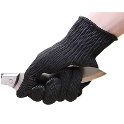 1 пара черный защитные перчатки рабочие самообороны перчатки порезостойкие защитные Проволока из нержавеющей стали мясник анти-резки