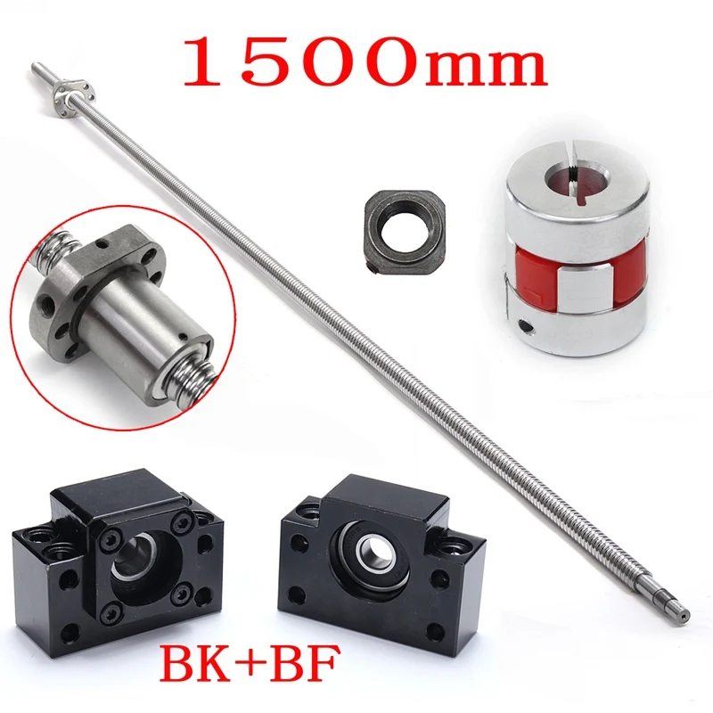 

Wolike RM1605 1500mm Ball Screw with BK12 BF12 Ball Screw End Supports and Coupler Set For Deep Groove Ball Bearing Linear Guide