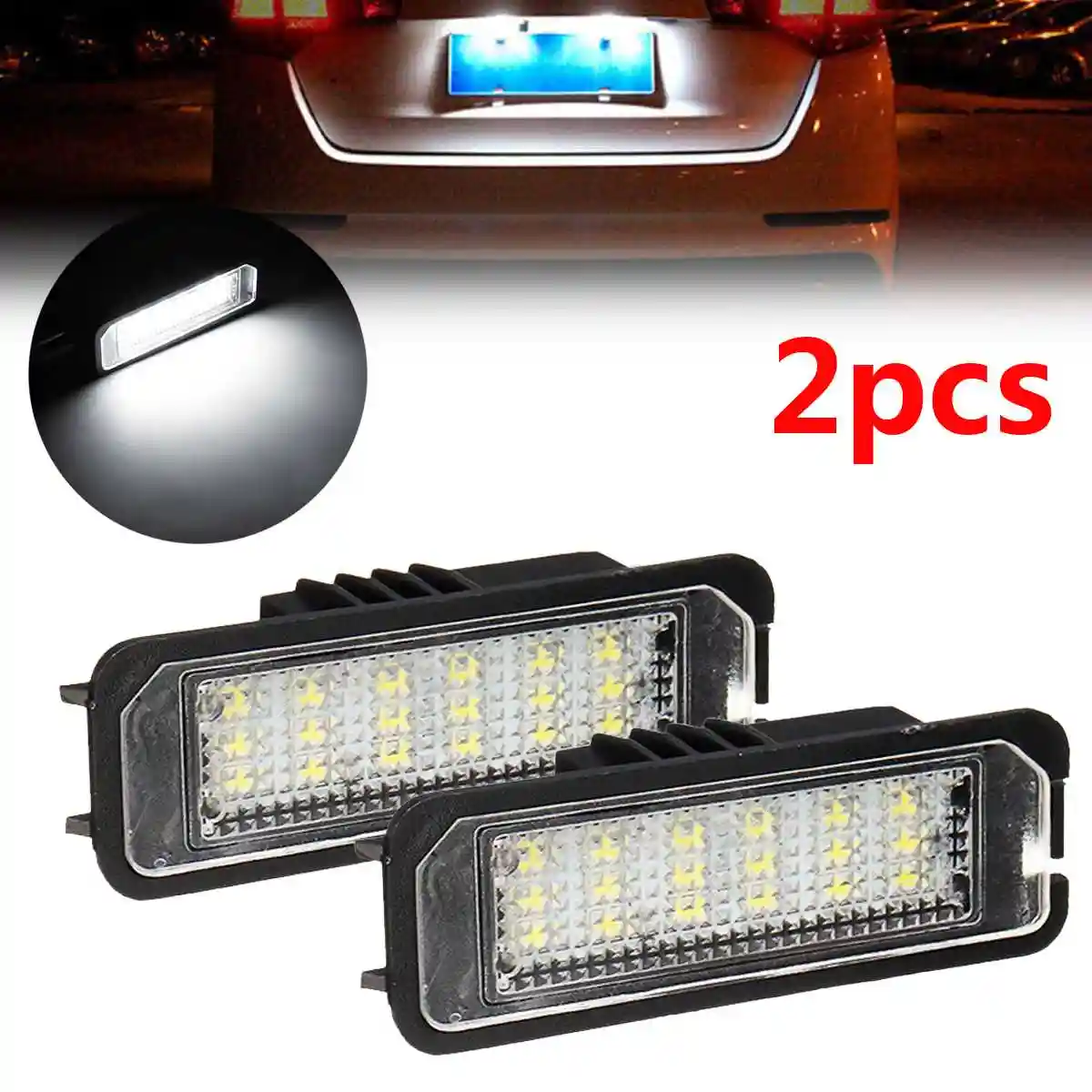 2Pcs 12V 5W LED Number License Plate Light Lamps for VW GOLF 4 6 Polo
