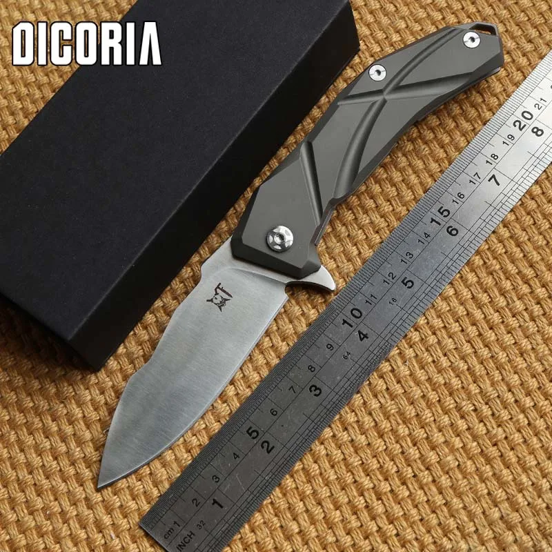 DICORIA Sailing Flipper tactical ball bearing folding knife S35VN Blade Titanium handle camping