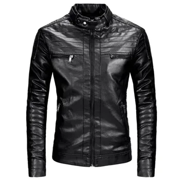 

Autumn and winter quality men's motorcycle clothing men's leather jacket solid color slim jacket PU leather classic jacket coat