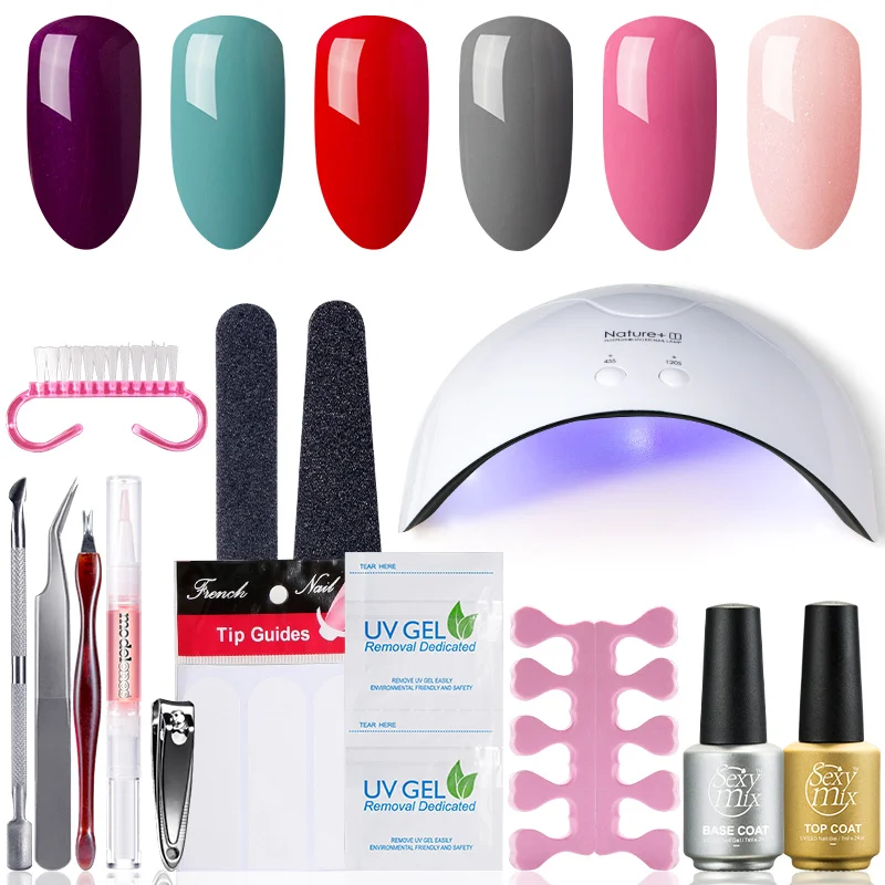 

Sexy Mix Profession Nail Art Tools Kits 16W UV LED Nail Dryer Lamps 3 UV Gel Polish Base Top Coat polish Gel Manicure 71pc Sets
