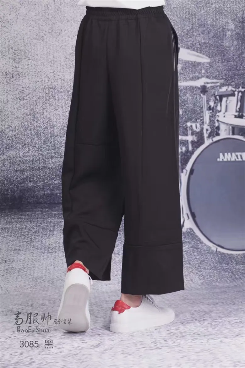 27-44! Мужская одежда свободные брюки длиной до щиколотки широкие брюки повседневные штаны шаровары большие размеры костюмы певицы