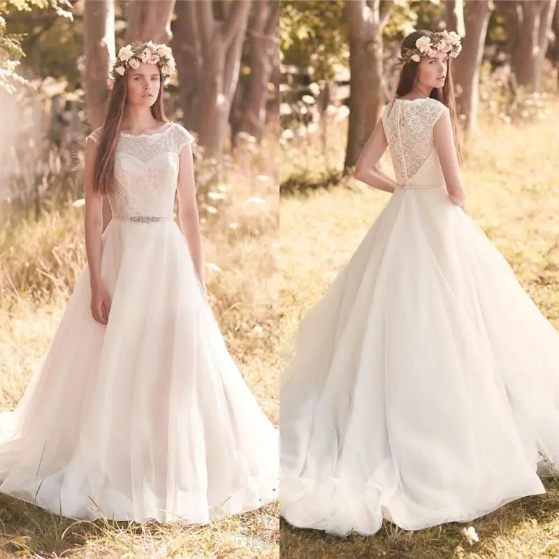 2017 Plus Size Modest Boho Wedding Dresses A Line Scoop ...