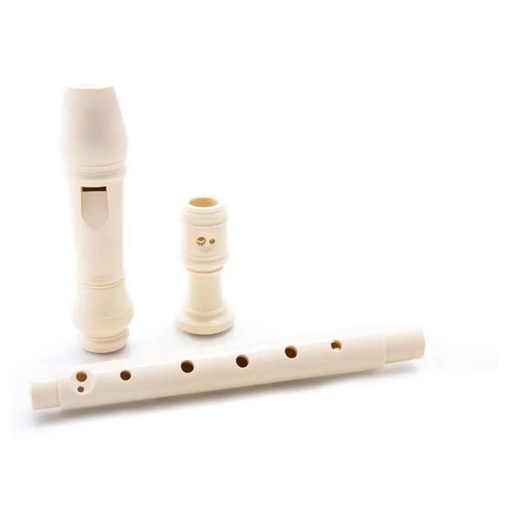 Portable Size White ABS Resin Instrument Musical Soprano Recorder Long Flute Fingering Early Education For Children