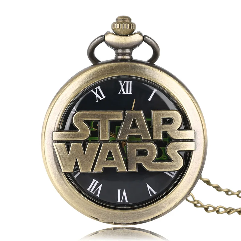 Бронзовый дизайн "Звездные войны" Мужские кварцевые карманные часы модный подарок крутая подвеска ожерелье цепь Relojes de bolsillo новое поступление