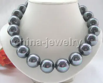 

Lovely Women's Wedding Jewelry shipping> >>>18" 20mm bright black south sea shell pearl necklace Factory wholesale price