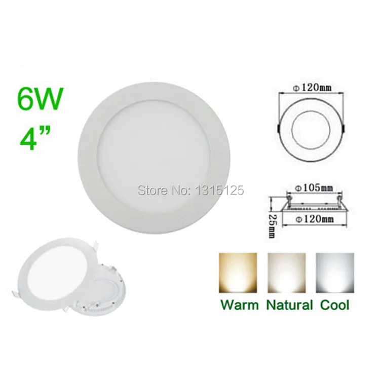 

6W LED Round CREE LED Recessed Ceiling Panel Lights Bulb White Light 4000K Down Lamp for home+Free Shipping