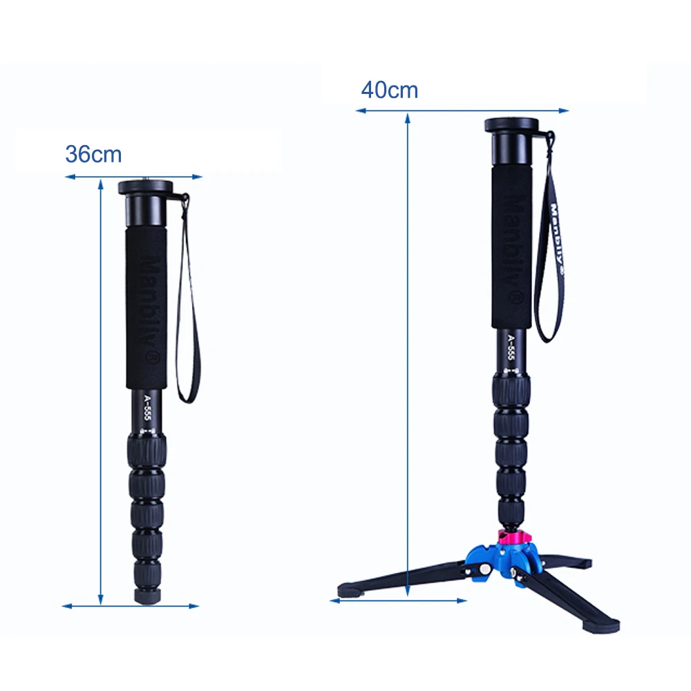 Manbily A-555 Алюминий сплав 6-секционной Камера штатив монопод selfie Stick+ 3 средства ухода за кожей стоп база Поддержка держатель для цифровой зеркальной камеры Canon Nikon sony DSLR
