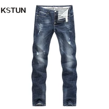 KSTUN, мужские байкерские джинсы, рваные, летние, облегающие, прямые, эластичные, синие, уличная одежда, мужские брюки, длинные джинсы, мужские, мотоциклетные, roupas