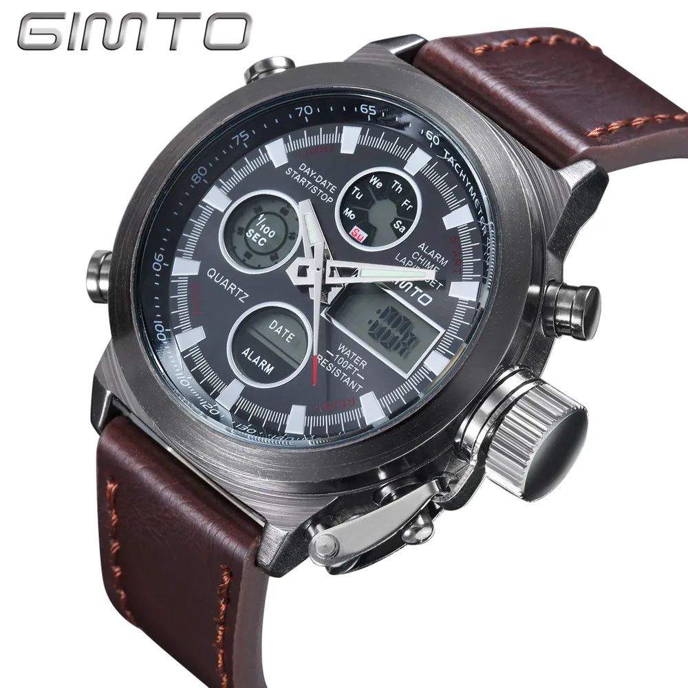 Vente Reloj hombre GIMTO marque de luxe Sport numérique LED quartz montres hommes Mode imperméable Casual Montre Homme relogio masculino