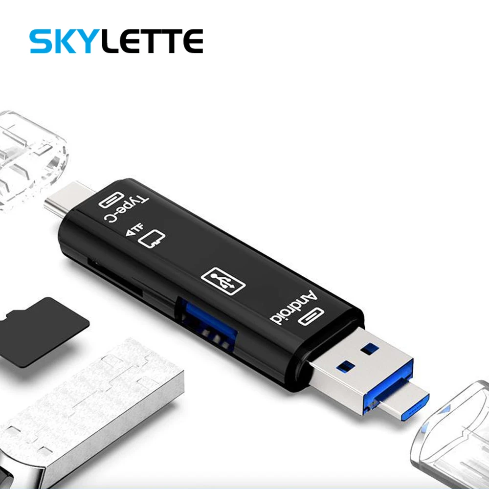 5 в 1 type-C Micro USB кард-ридер USB2.0 Женский OTG TF Micro SD кард-ридер для USB C Xiaomi 6 GALAXY S8 Macbook Pro