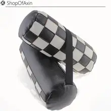 2 шт. Кожаная подушка для шеи автомобиля подголовник с Крепежный ремень клетчатый Гоночный флаг стиль для MINI cooper