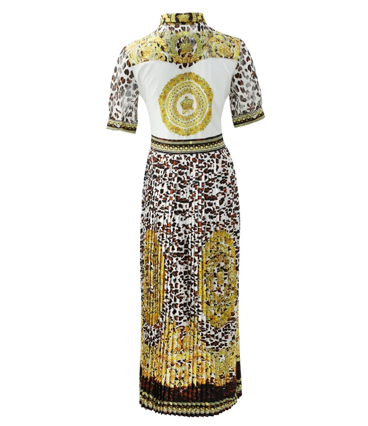 Женское винтажное платье макси LD LINDA DELLA, плиссированные ажурные длинные платья для вечеринки с леопардовым принтом, весна-лето