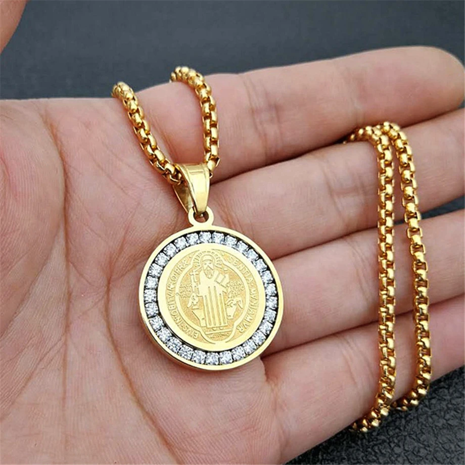Medalla De Acero Inoxidable San Benedicto Medalla De Diez De Medalla De Acero Inoxidable San Benedicto Medalla De Diez De