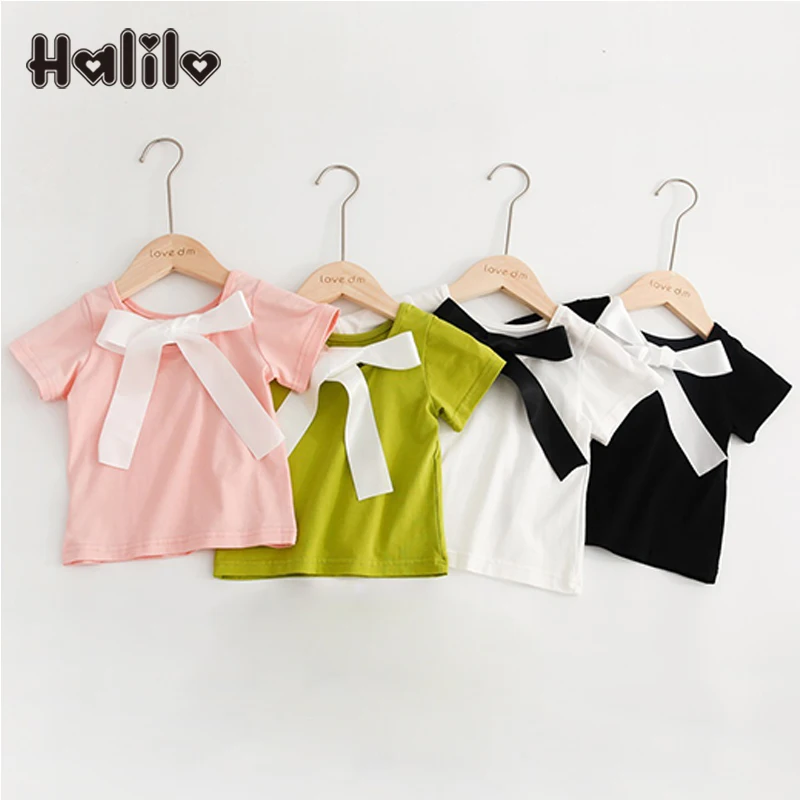 

Halilo Baby Girl Shirt Big Bow Kids T Shirts For Girls Summer Infant Clothing Toddler Tshirt Casual Girls Tops Tees