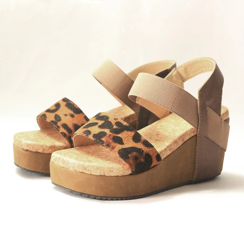 SAGACE/летние женские леопардовые сандалии; кожаные туфли на платформе с открытым носком и кружевом; римские сандалии с открытым носком; туфли-лодочки;