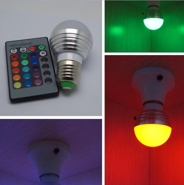 Светодиодная RGB-лампа E27 E14 GU10 MR16 с регулировкой яркости и пультом дистанционного
