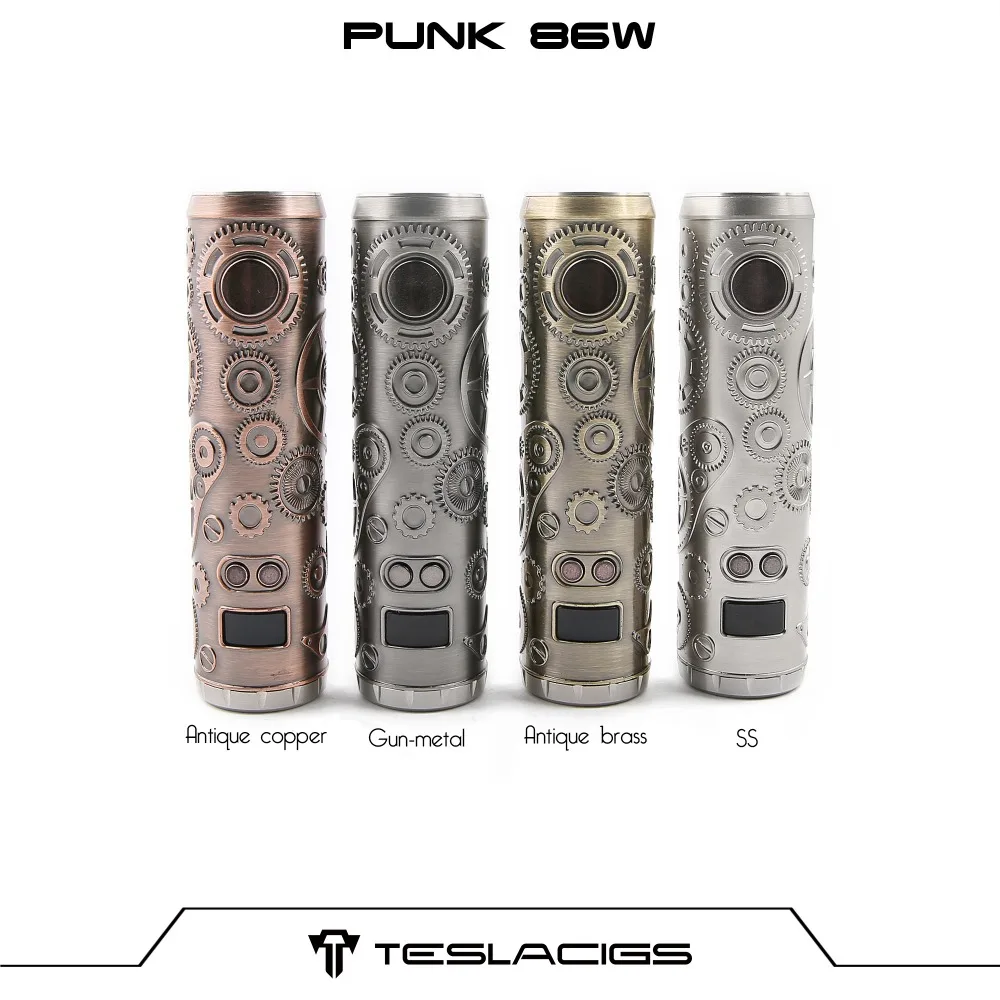 

Original Tesla Mechanical Mod PUNK Max 86W Box Mod 18650 battery Vaporizer Teslacigs Steampunk style Electronic Cigarettes