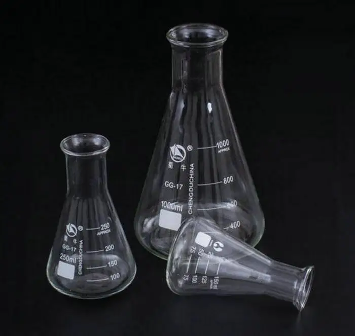 2PCS 50ml to 500ml Big mouth Transparent Conical Flask Scientific Glass