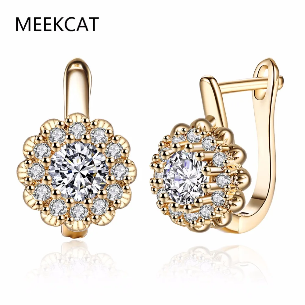 

Fashion Clear Cubic Zirconia Champagne Gold Color Stud Earrings for Women Silver Color CZ Crystal Earring Jewelry Female E7D04K