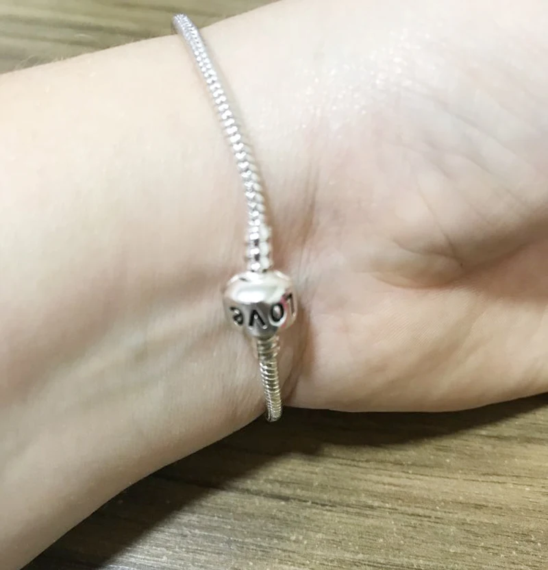 Цепочка змейка из серебра 925 пробы оригинальный браслет с подвеской надписью With