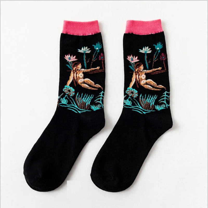 Новые 3D художественные Носки с рисунком в стиле ретро, унисекс, для женщин и мужчин, забавные, новинка, звездная ночь, винтажные носки - Цвет: 21