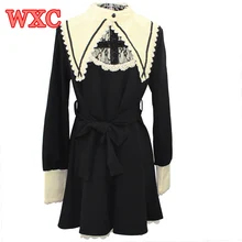 Gothic lolita dress vintage robe la oscuridad criada vestidos de encaje de cuello falso harajuku girls nun hermana cosplay anime party dress wxc