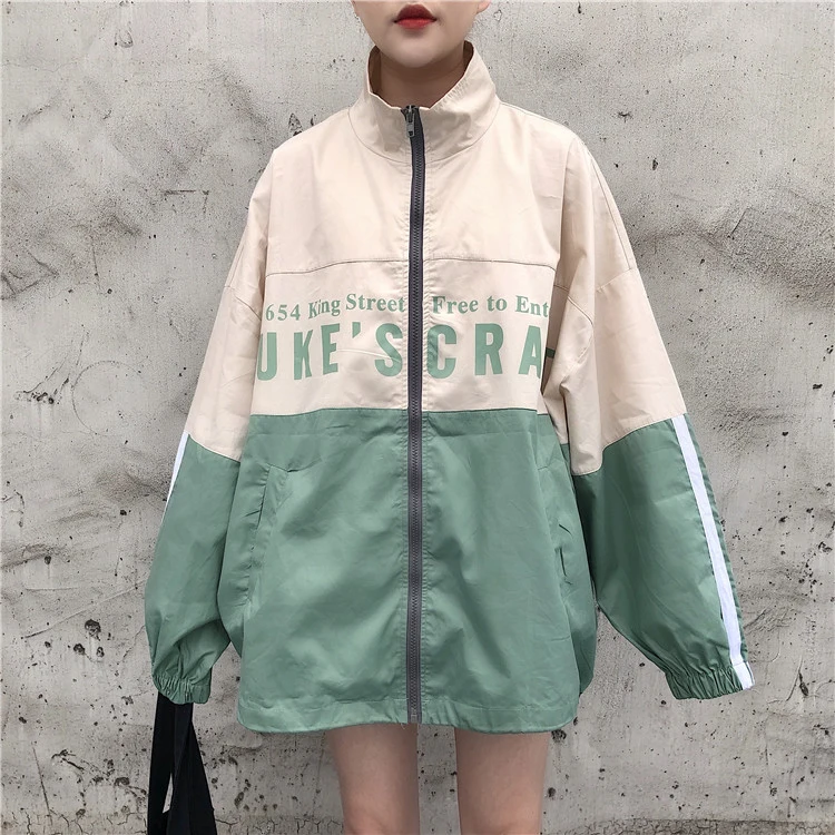 Куртки женские уличные повседневные Простые Harajuku для отдыха в Корейском стиле женская одежда модные Универсальные Свободные Лоскутные с длинным рукавом