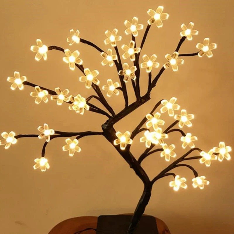 Светодиодный настольный светильник в виде вишневого дерева, освещение в помещении, ночной Светильник для дома, спальни, гостиной, вечерние, декоративный светильник, рождественский подарок