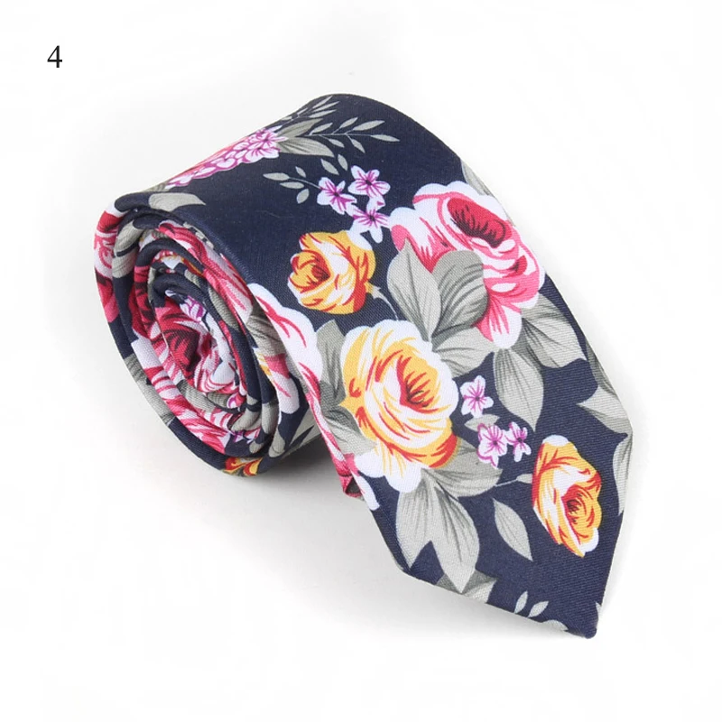 2019 Новый Высокое качество Мужская мода 6 см цветочный принт тонкий галстук розовый красный черный желтый розовый галстук для мужчин с