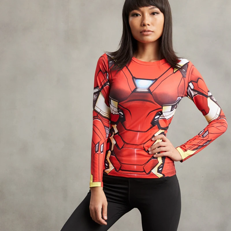 Price Iron Man MK46 3D Printed T shirts Women Captain America Compression Shirt Long Sleeve Tops Female Cosplay Costumes For Lady