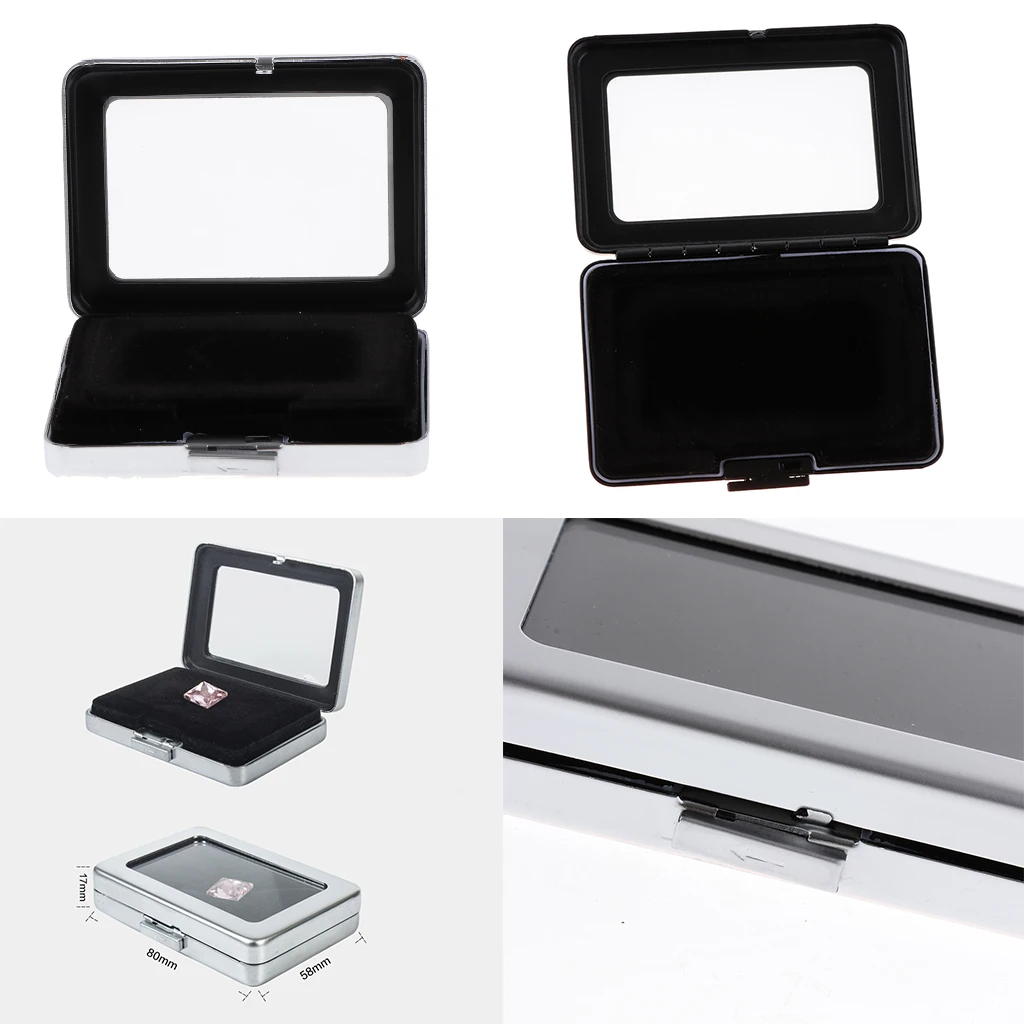 Electroplate Iron Box Diamond Gem Jewelry Storage Box Organizer Case Double-Faced Velvet Fabric Buckle Design Showcase