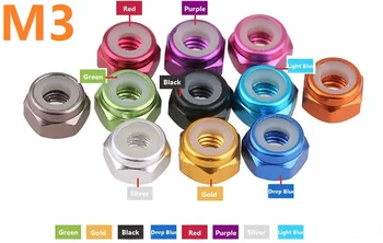 

High quality M3 Silver/Black/DeepBLue/LightBlue/Gold/Red/Purple Anodized Colourful Aluminum Nylon insert nuts Insert Lock Nuts
