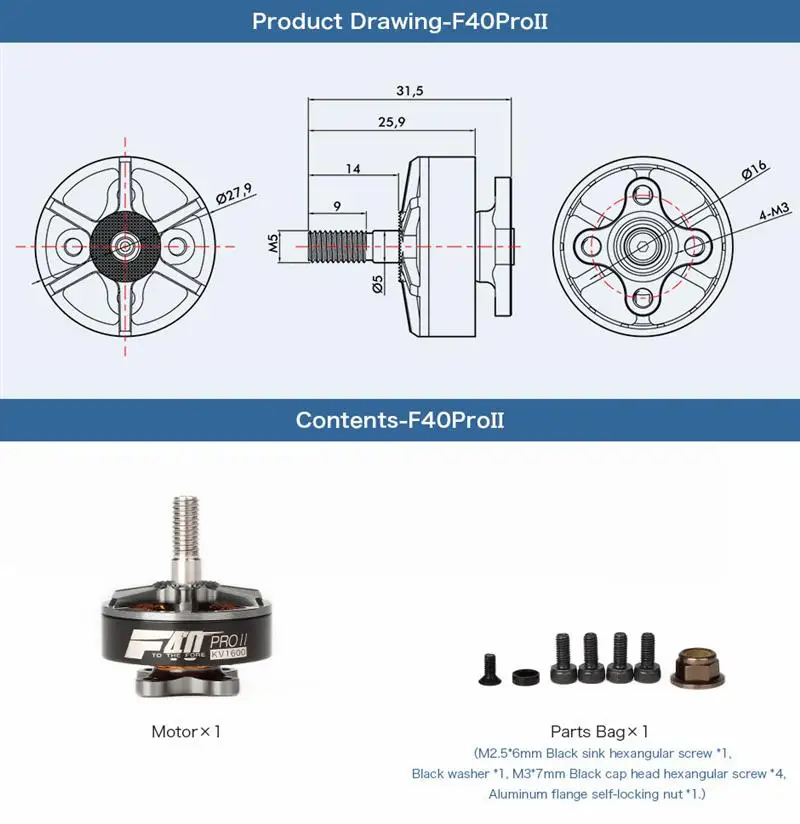 4 шт. Новое поступление t-мотор F40 PRO II 1600KV 2400KV 2600KV 3-4S бесщеточный двигатель для RC Multirotor FPV гоночный Дрон черный зеленый красный