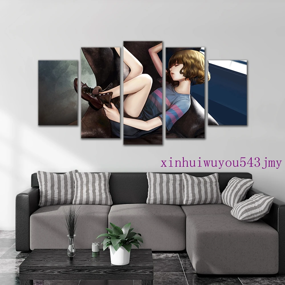 

Anime Game Large Framed Decor Original Undertale print decoration canvas in 5 pieces