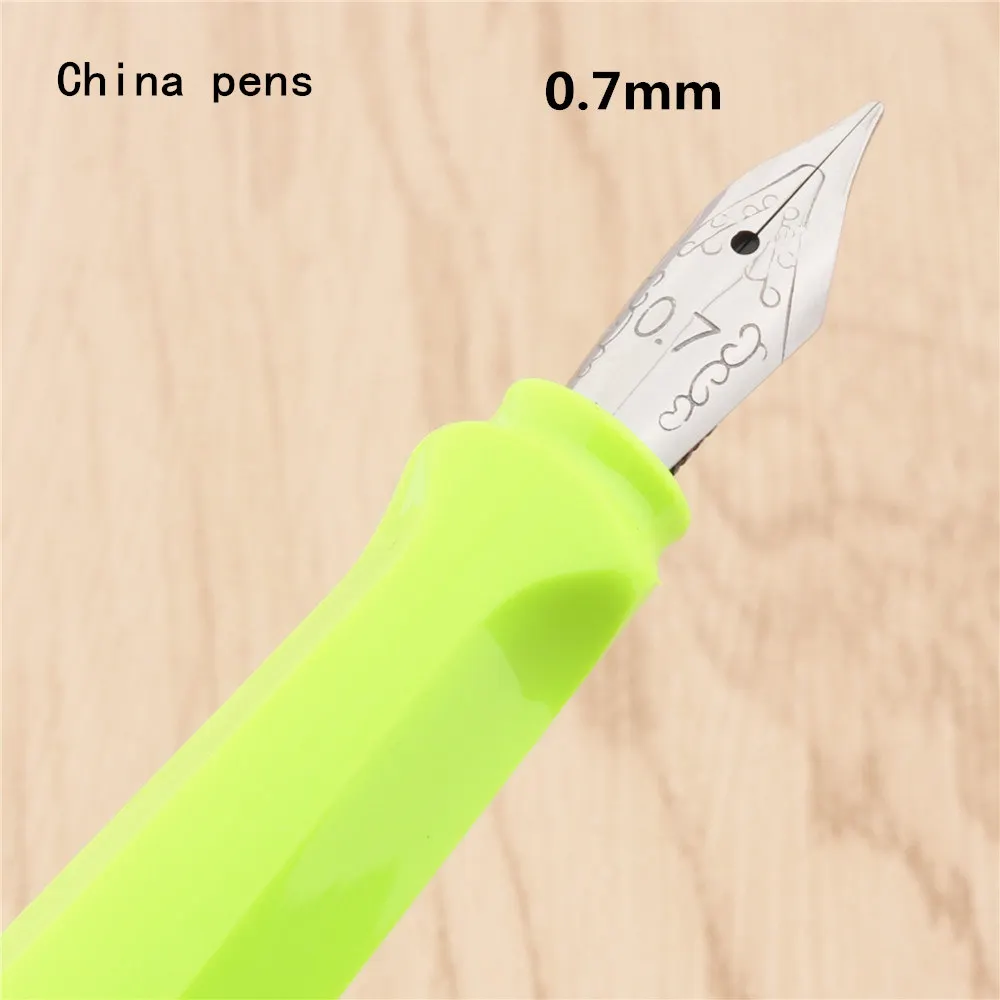 Jinhao 871 флуоресцентная зеленая английская каллиграфия Duckbill параллельная художественная ручка цветок тело плоский перо Тибетский арабский авторучка - Цвет: 0.7mm-pen