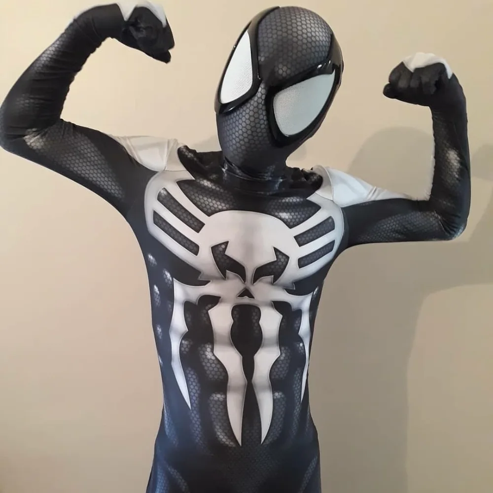 

Halloween Mascot Cosplay 2099 Miguel O'Hara Spider-Man Super hero Spiderman Costumes Fullbody Zentai Suit Man Lycra Jumpsuit