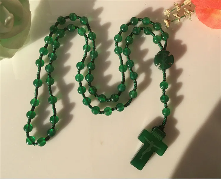 10 мм бусины натуральный агат ручной работы ожерелье крест четки католические протестантские эпископальные Молитвенные Четки бусы для женщин и мужчин