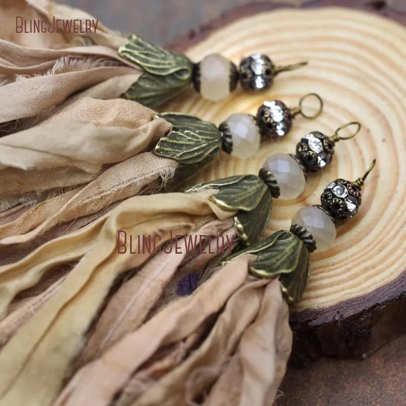 20171213-PM8974- Papaya Whip Sari Silk Tassel Pendant Electroplating Bronze Color_5