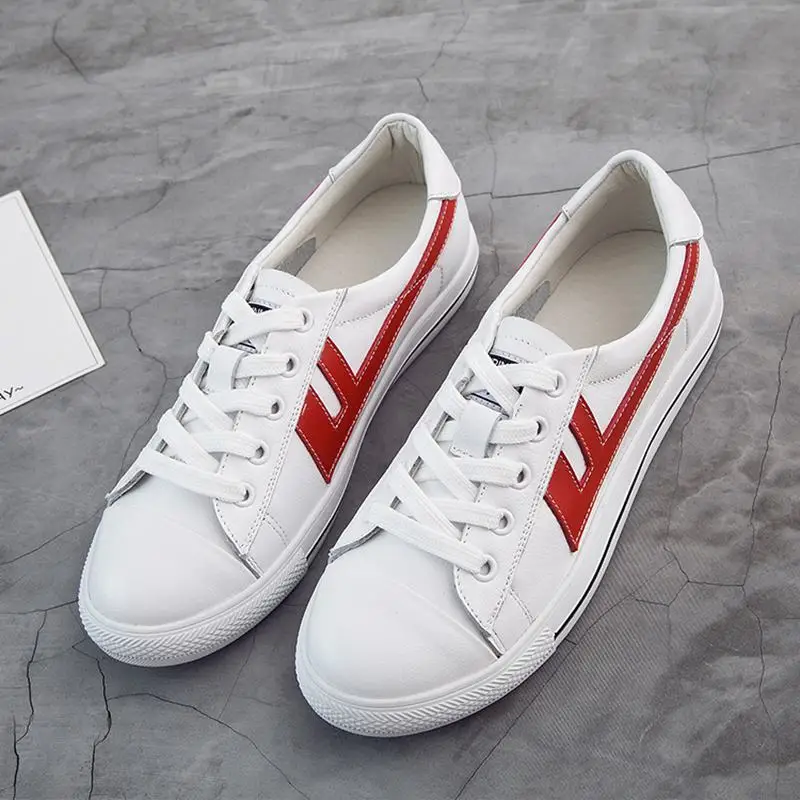 Casual Femmes Mode De Noir rouge Plat Chaussures Avec Sauvages Nouveau Cuir Printemps 2018 Simples Fztq0K